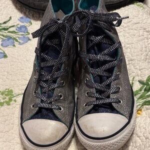 Converse Gray and Blue High-Top Sneakers